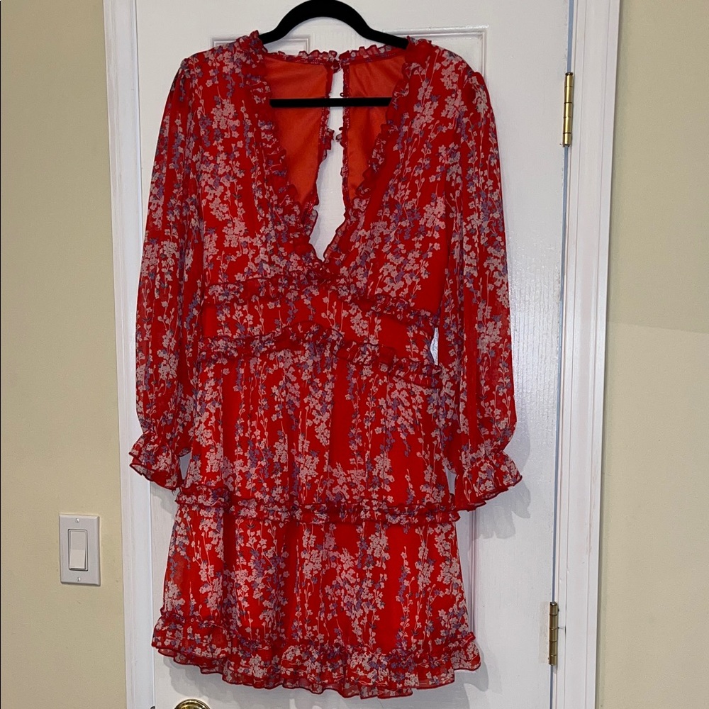 Floral Red Dress
